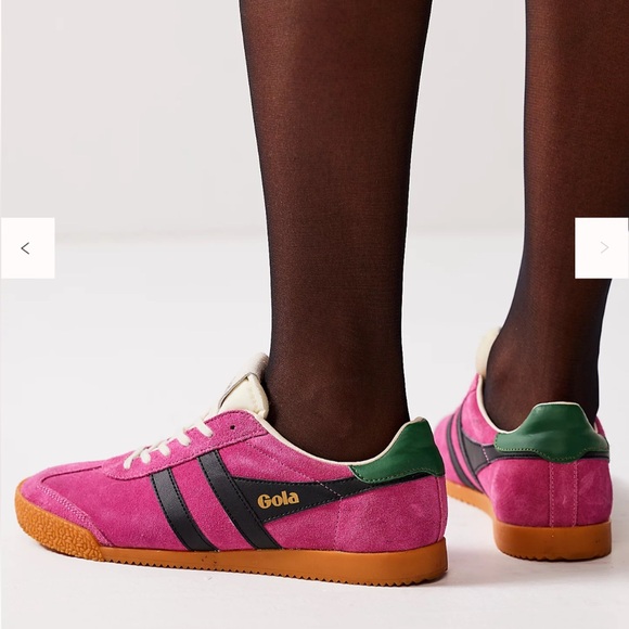 Gola Elan Sneakers - Women's Pink and Green Suede Sneakers - Picture 2 of 6